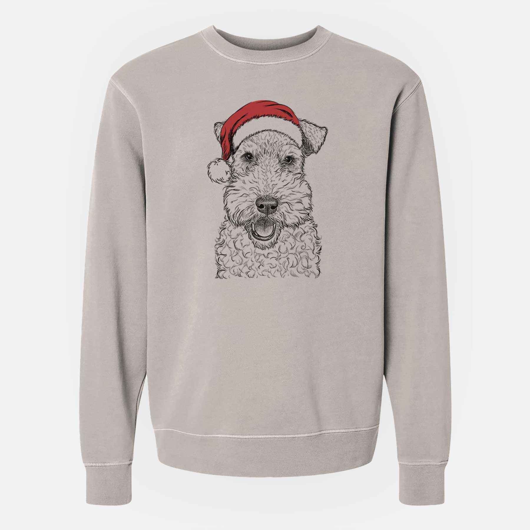 Santa Ted The Wire Fox Terrier – Unisex Pigment Dyed Crew Sweatshirt