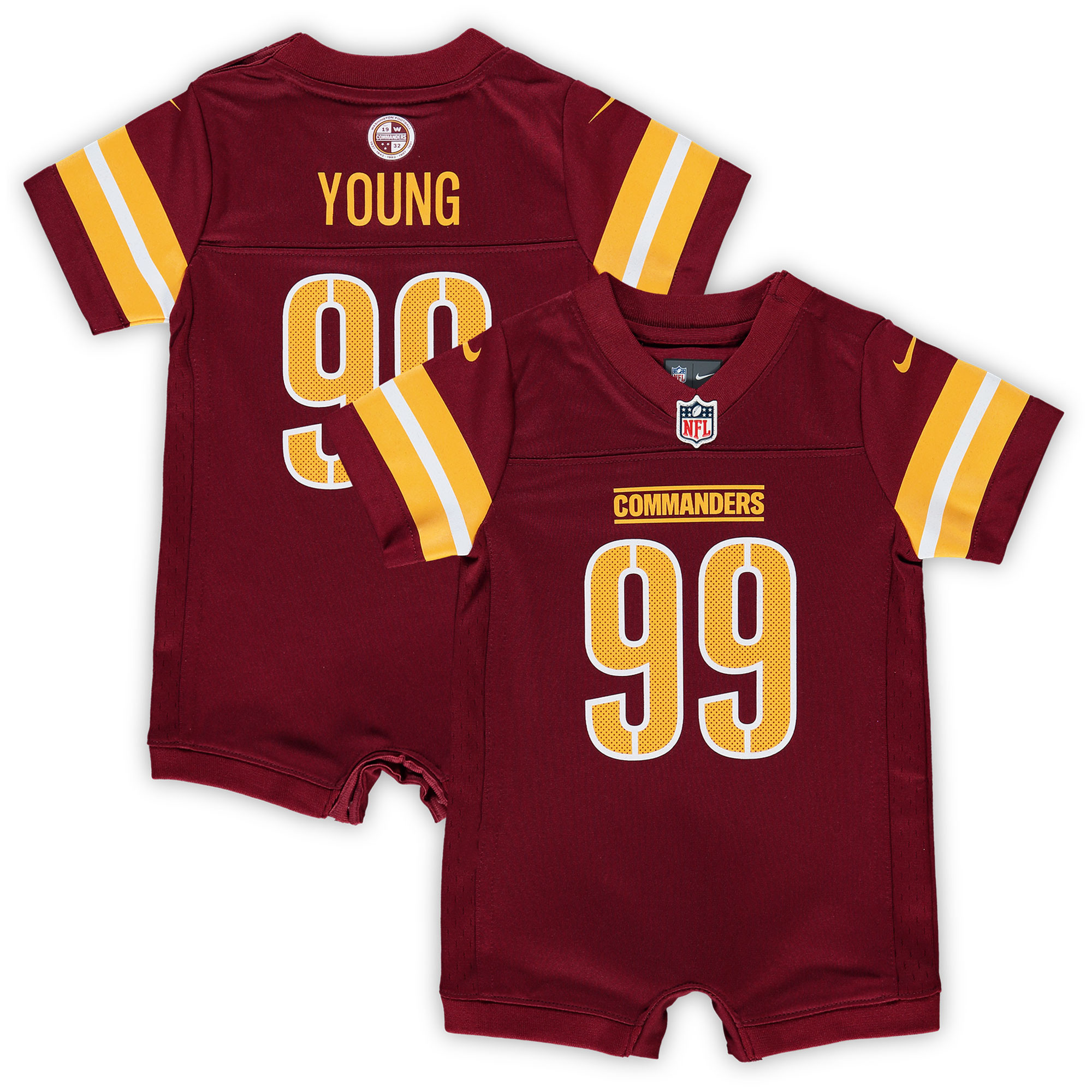 Chase Young Washington Commanders Newborn & Infant Game Romper Jersey – Burgundy NFL