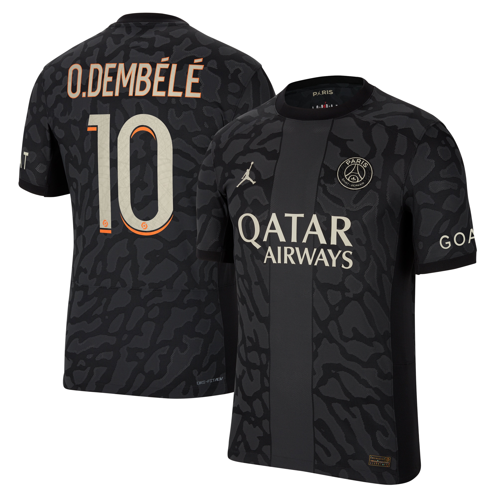 Ousmane Dembélé Paris Saint-Germain Jordan Brand 2023/24 Third Match Authentic Player Jersey – Anthracite