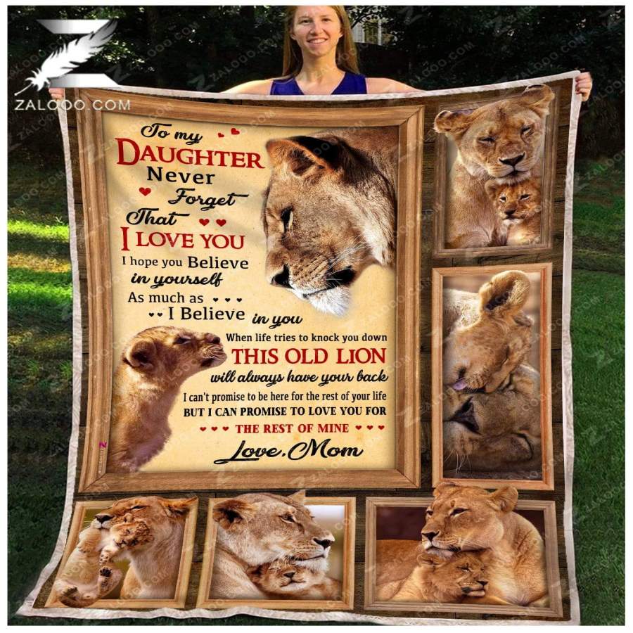 Zalooo – Fleece Blanket – Custom Blanket –  LION – To my Daughter (Mom) – I Will Always Have Your Back