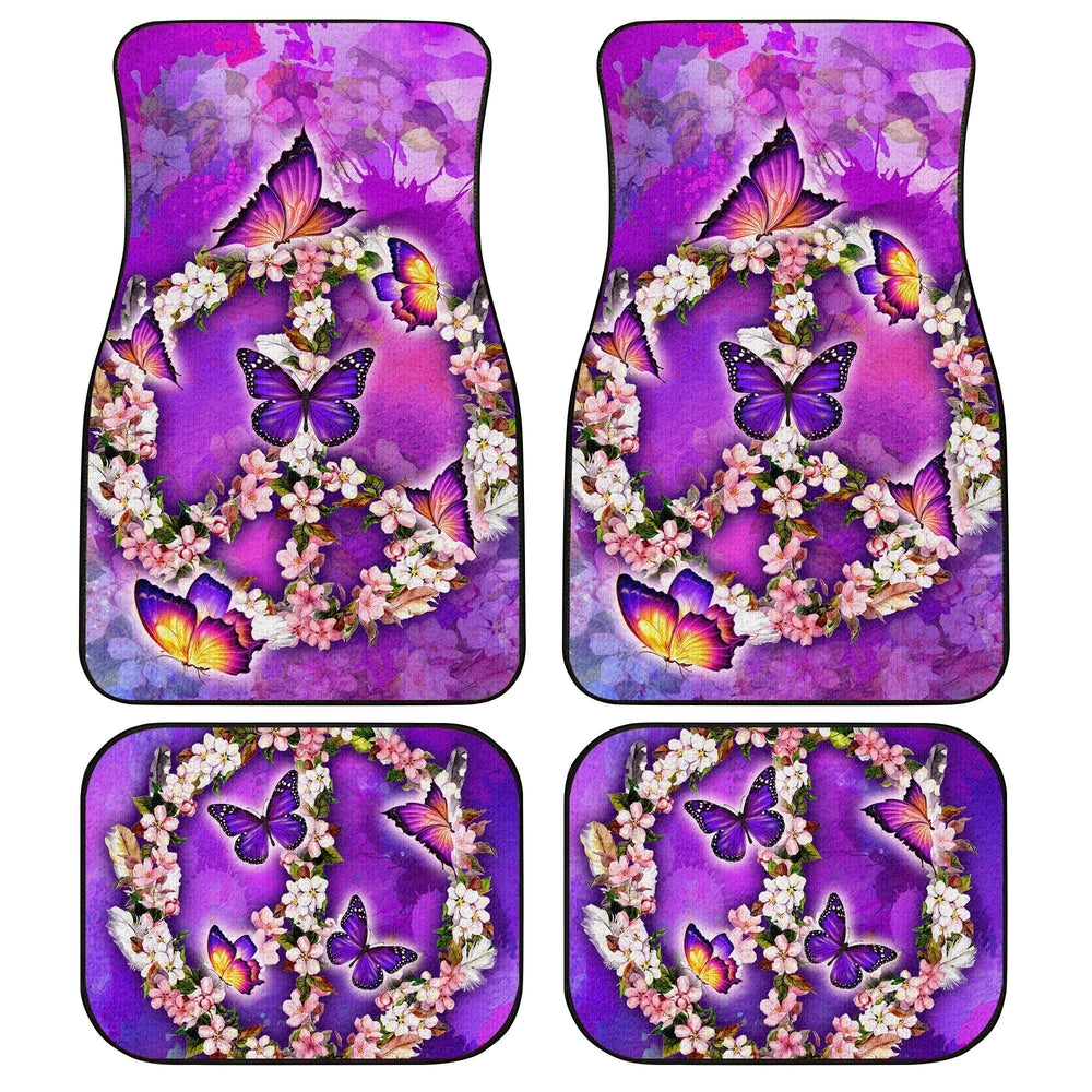 Peace Sign Car Floor Mats Custom Flower Butterfly Car Accessories Gifts Idea