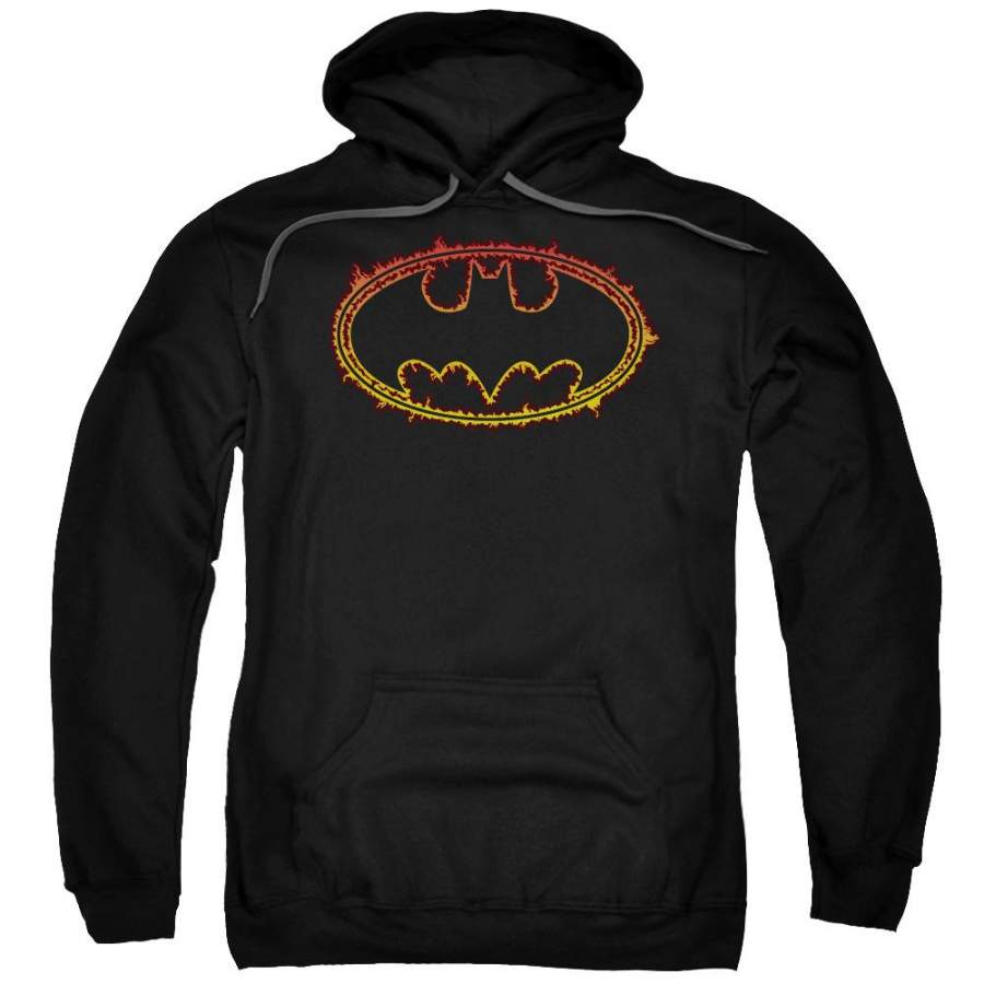 Batman – Flame Outlined Logo Adult Pull Over Hoodie