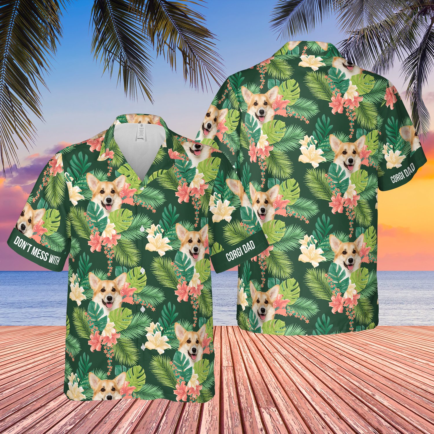 Mess With Corgi Dad Tropical Floral Hawaii Shirt Ha27222