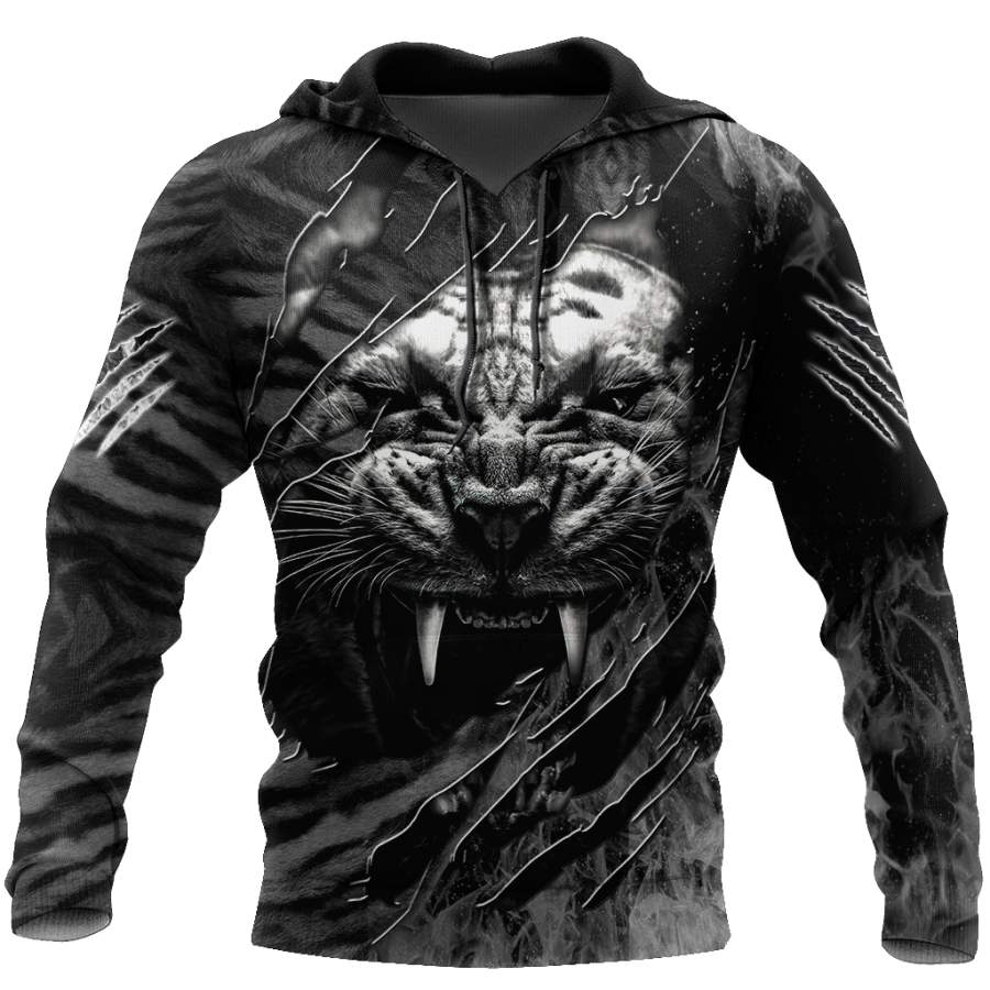 Warrior White Tiger Hoodie Over Printed for Men and Women TP