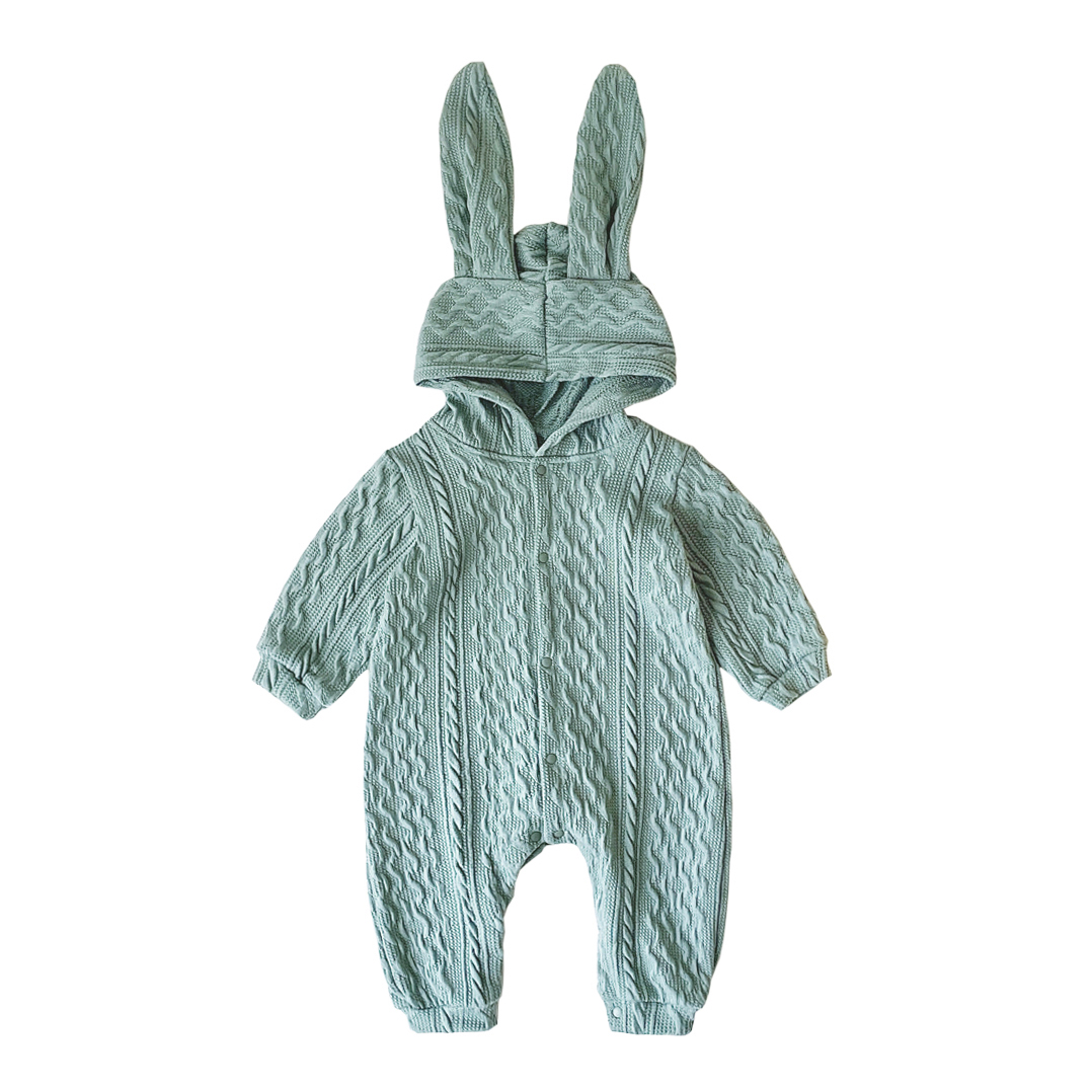 Sanlutoz Warm Cute Bunny Hooded Baby Rompers Infants Girls Knitting Thick Line Sweater Jumpsuits alx