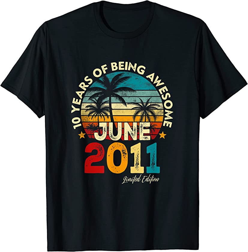 Vintage June 2011 10th Birthday Retro 10 Years Old Boy T-Shirt