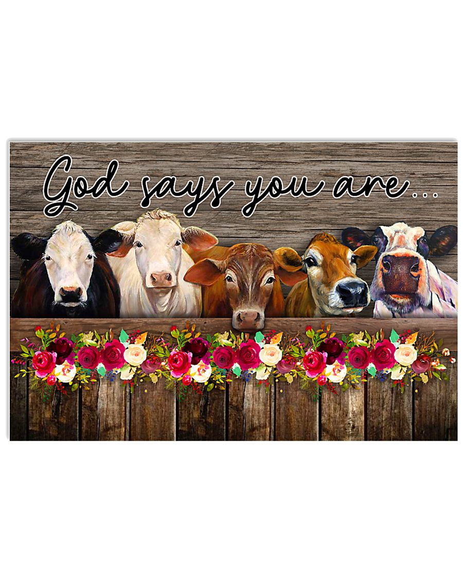Cows God Says You Are Flower Poster Print, Canvas Print Wall Art, Canvas Poster Wall Decor