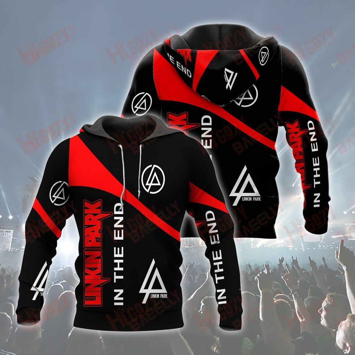 Linkin Park Customized Red Black Hoodies Clothes Zip Hoodie Comfy Hoodie, Hoodies For Men Women