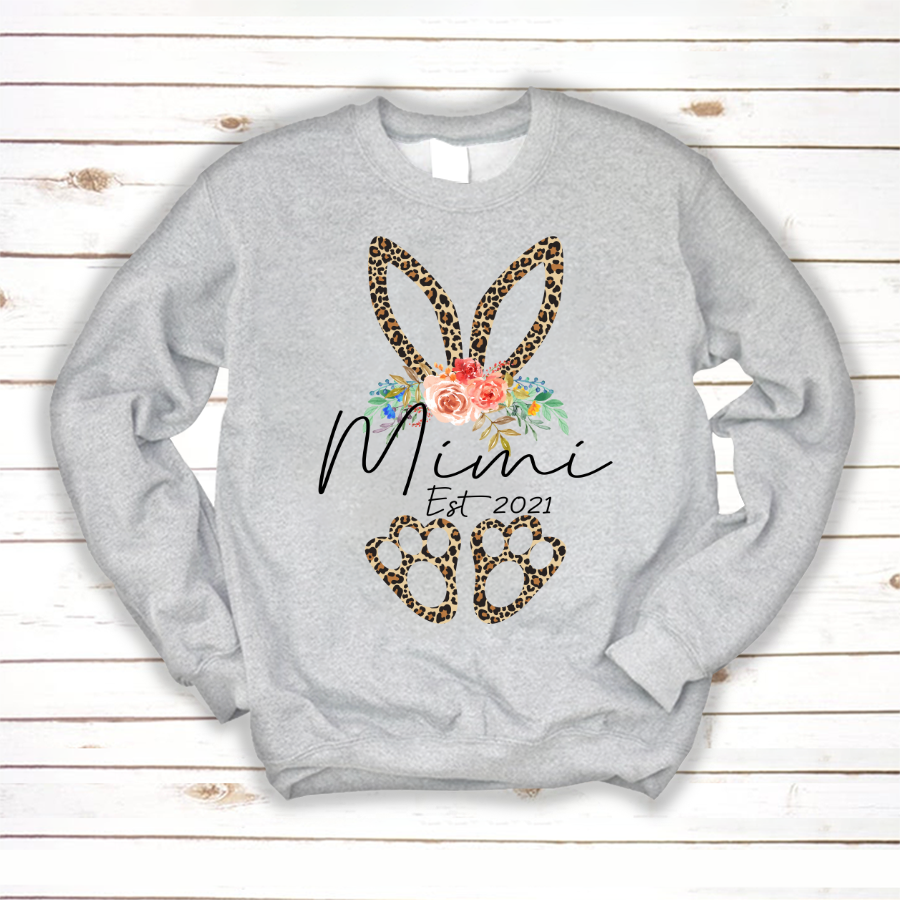 Bunny Leopard Flower Grandma Est Sweatshirt