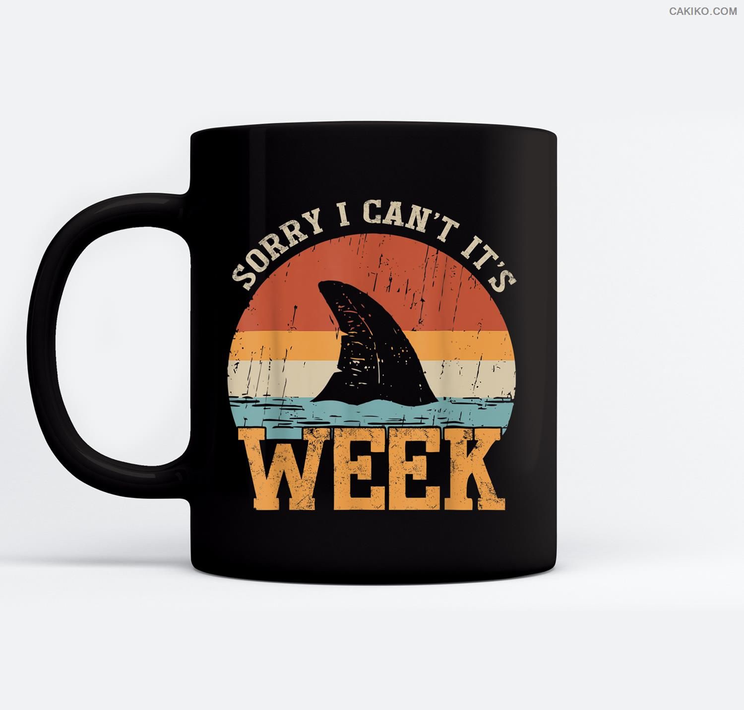 Vintage Sorry I Can’T It’S Week Funny Shark Gift Ceramic Coffee Black Mugs