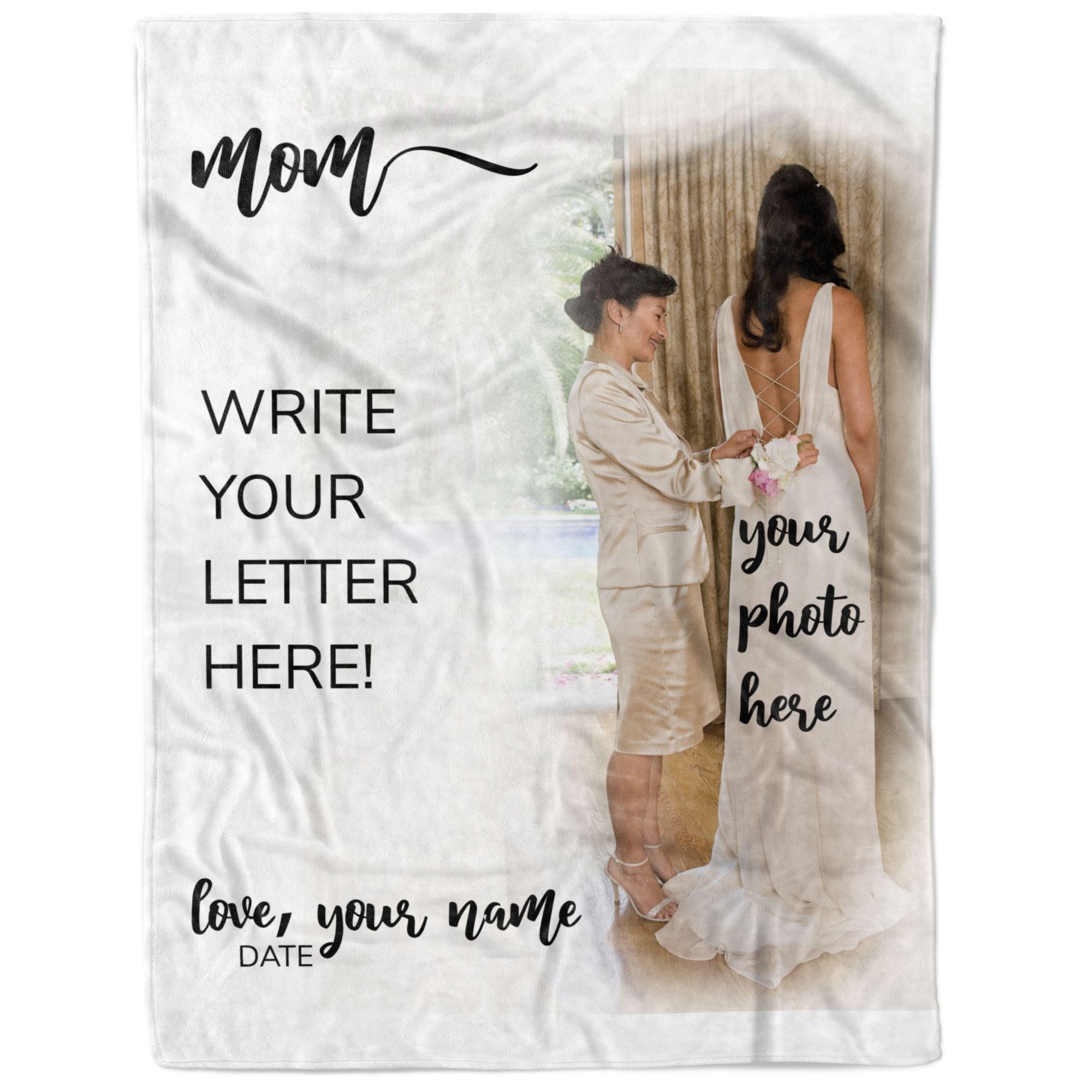 Custom Mother Of The Bride Photo Letter Blanket