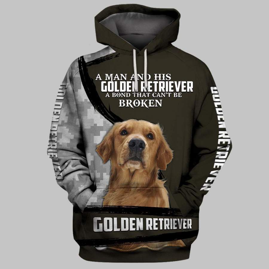 A man and his GOLDEN RETRIEVER 3D Hoodie Full Printing