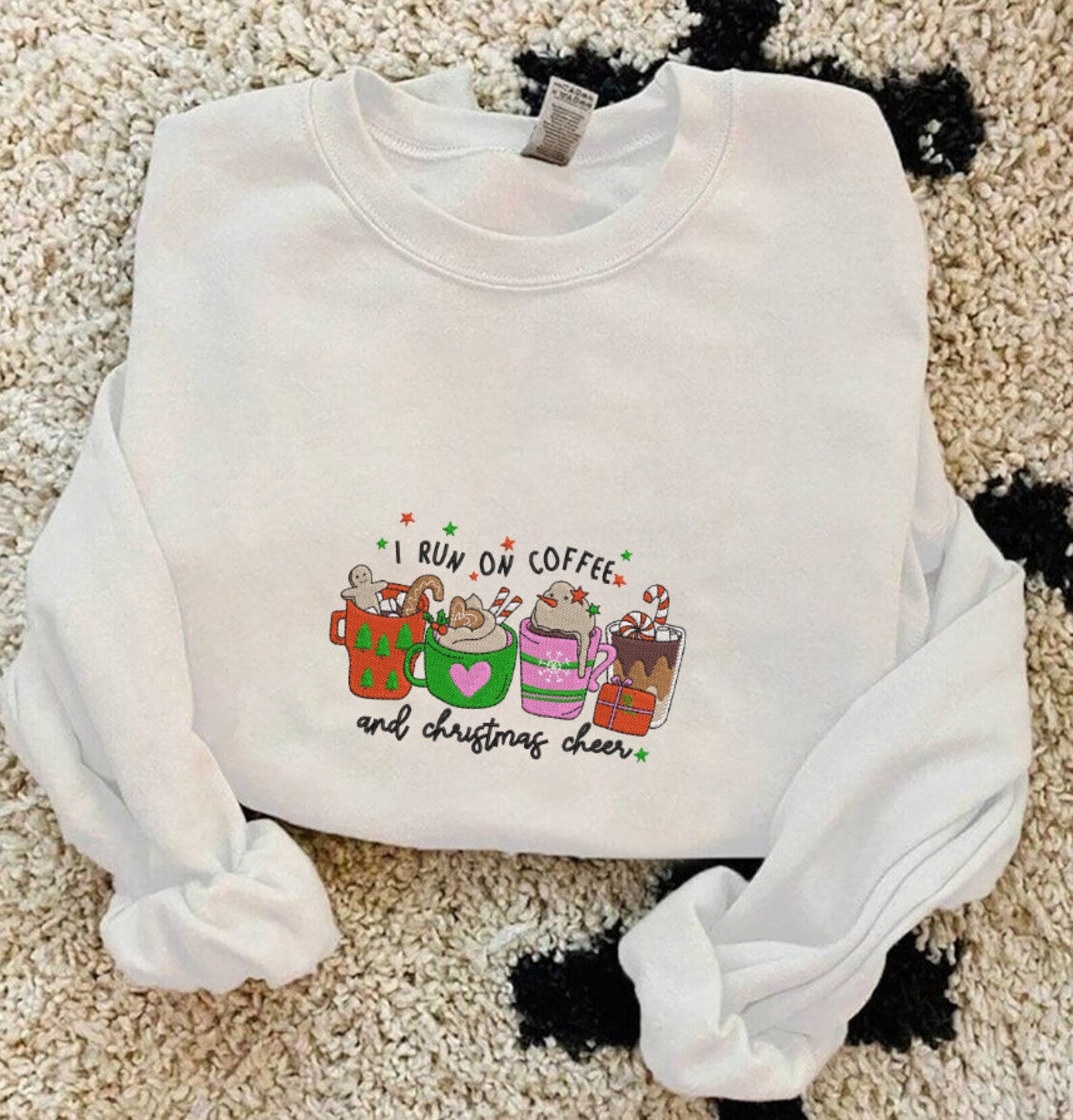 Coffee Christmas Embroidered Sweatshirt 2D Crewneck Sweatshirt All Over Print Sweatshirt For Women Sweatshirt For Men Sws4700