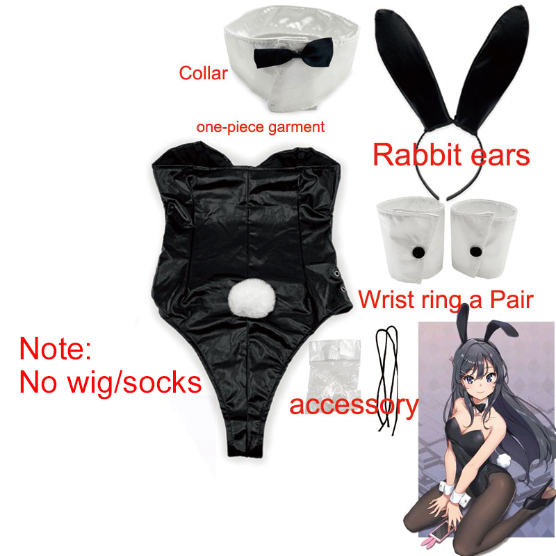 Sakurajima Mai Cosplay Costume for Bunny Girl Halloween Funny Costume Black Stockings High Heels 35-39 Code alx