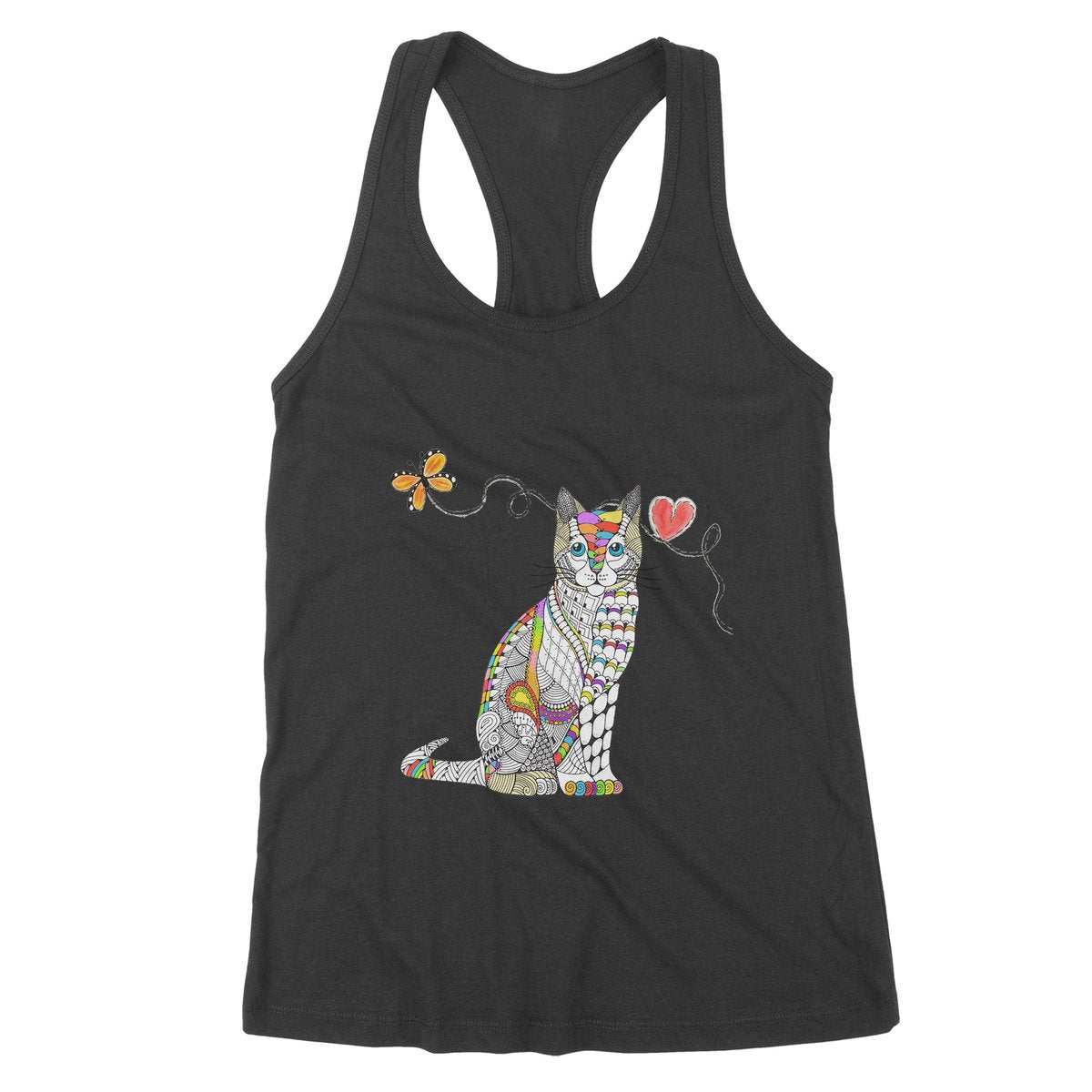 Zentangle Rainbow Cat – Premium Women’S Tank, Gift For Cat Lover T-Shirt Hoodie All Color Size S-5Xl
