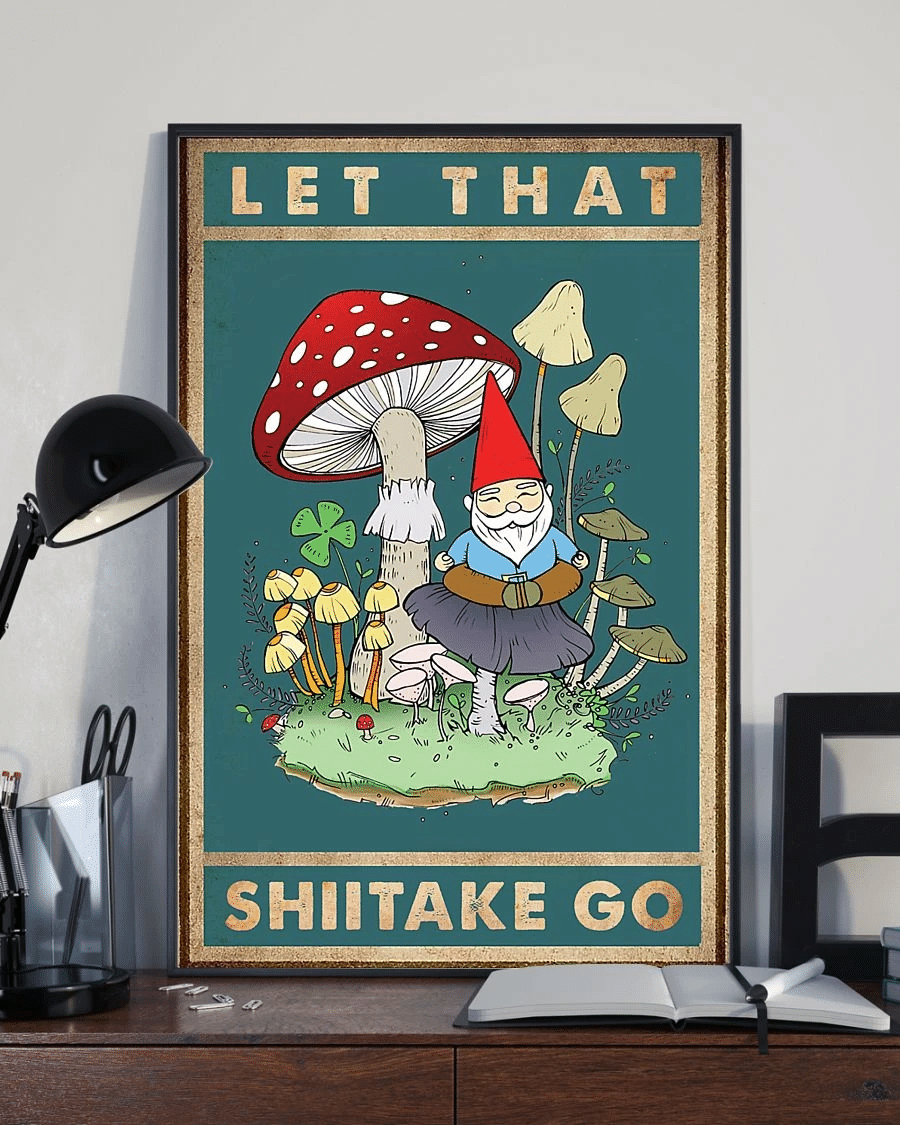 Yoga Gnome Mushroom Poster Canvas – Let That Shiitake Go Vintage Home Decor Wall Art Evg80294