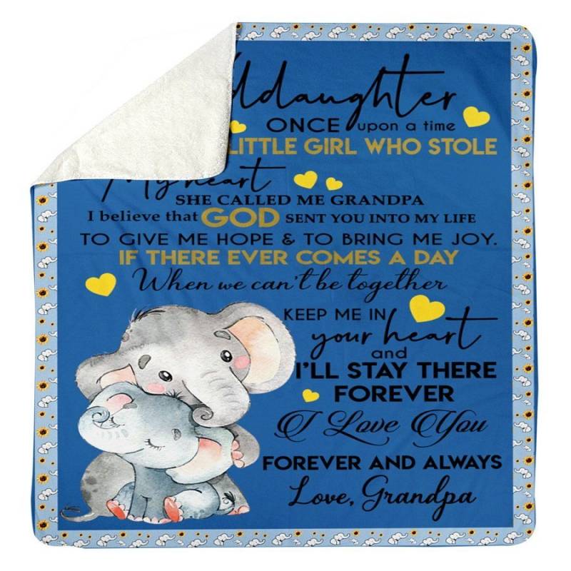 To My Granddaughter I Love You Forever And Always Elephant Gifts From Grandpa Sherpa Blanket