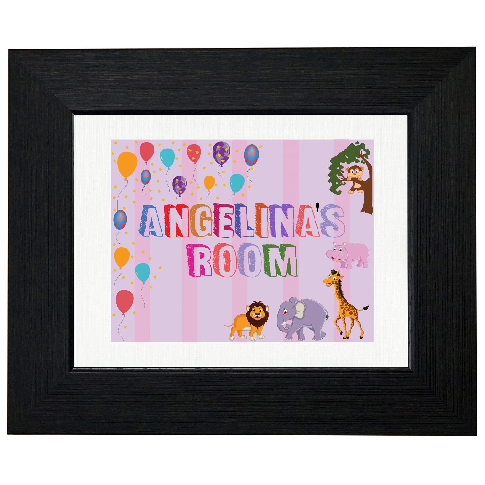 Angelina’s Room – Girl Birthday Gift – Balloons & Animals T-Shirt, Framed Print, Pillow, Golf Towel