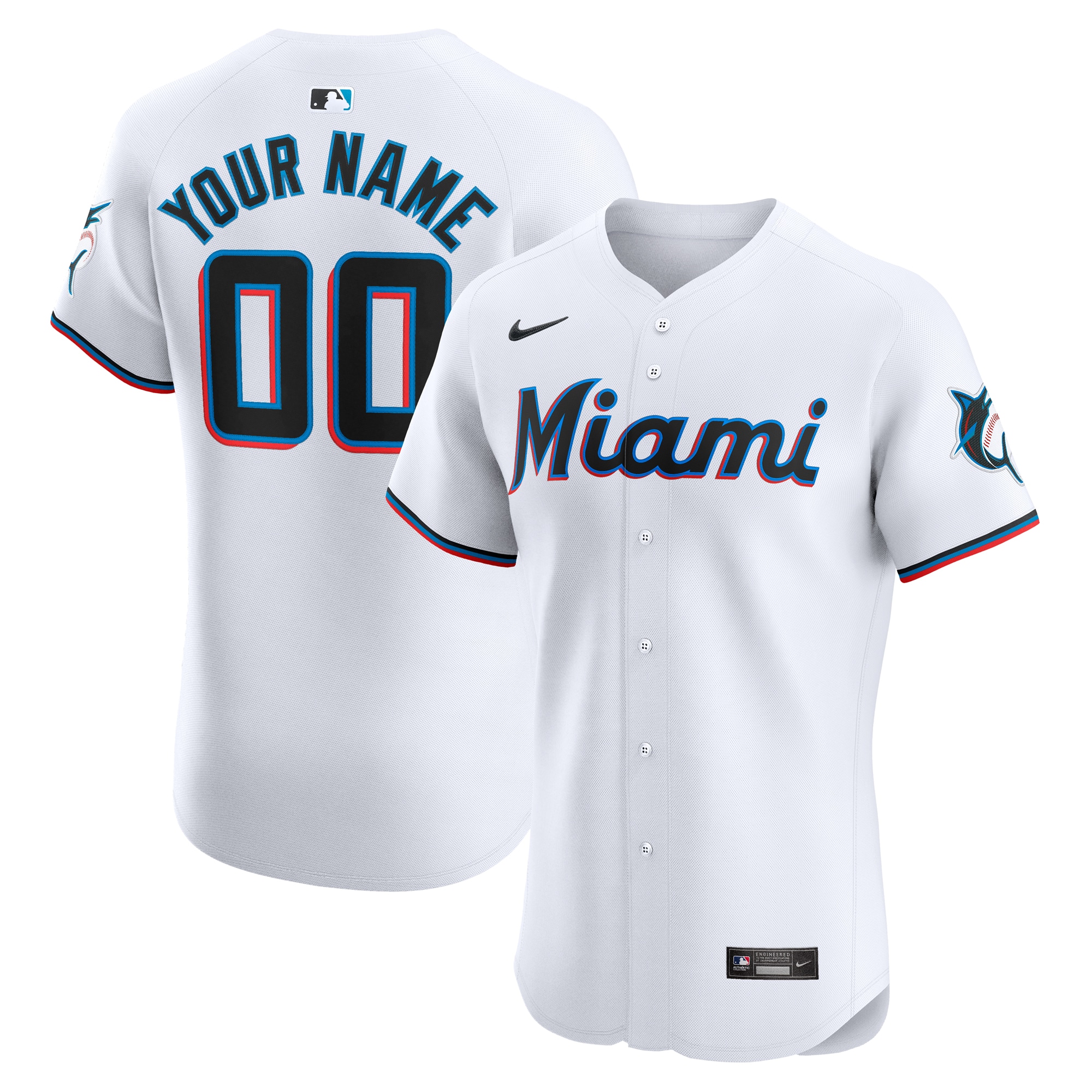 Miami Marlins Home Elite Custom Jersey – White