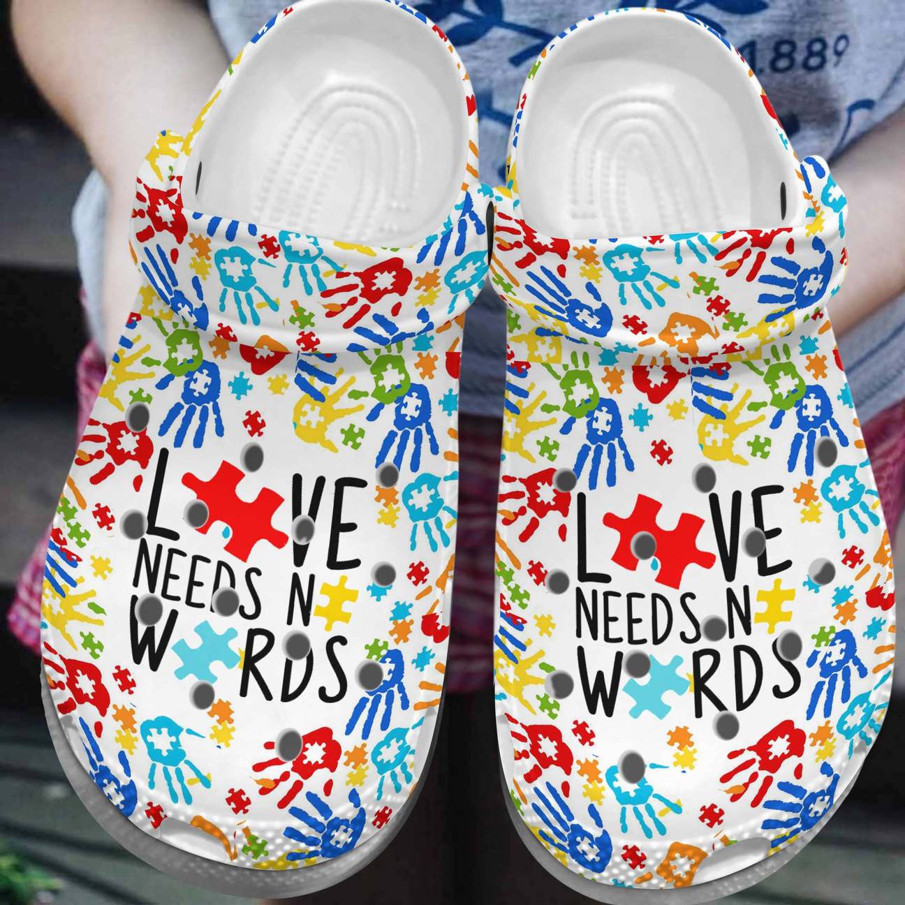 Autism Personalized Clog, Custom Name, Text, Color, Number Fashion Style For Women, Men, Kid, Print 3D Colorful Hands