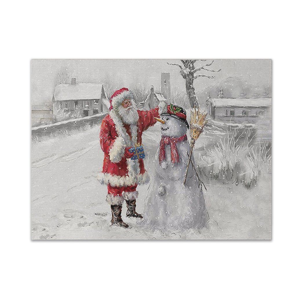 Casespring 3D Joyful Santa And Snowman Custom Canvas