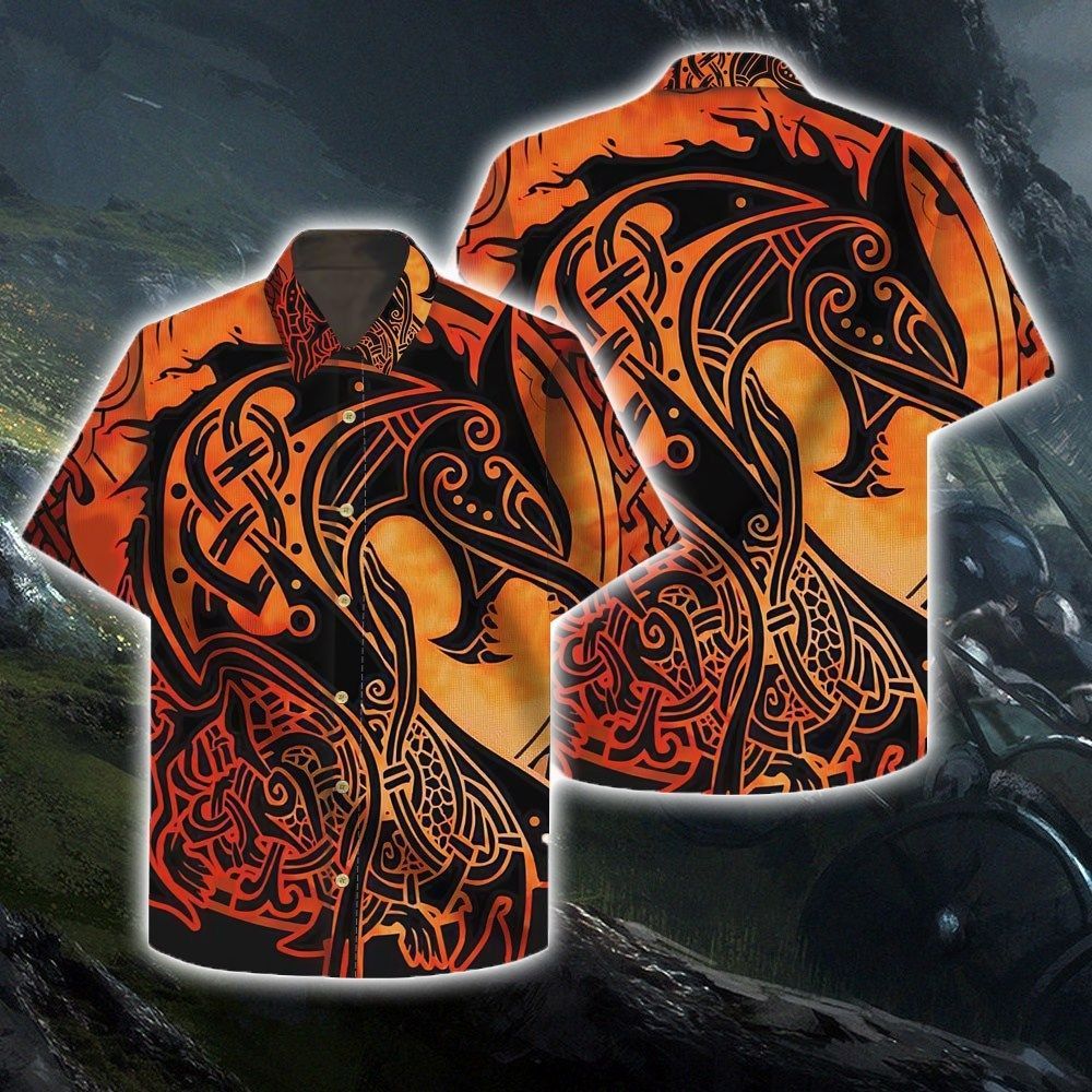 Viking Fire Fenrir Hawaiian Shirt