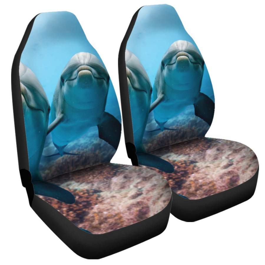 Cute Dolphins In The Ocean Print Universal Fit Car Seat Covers