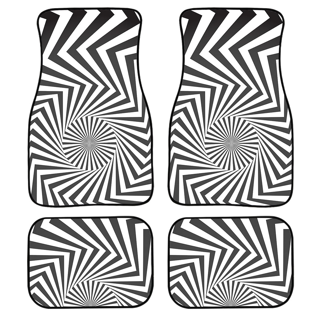 Angular Swirl Motion Illusion Print Front And Back Car Floor Mats, Front Car Mat