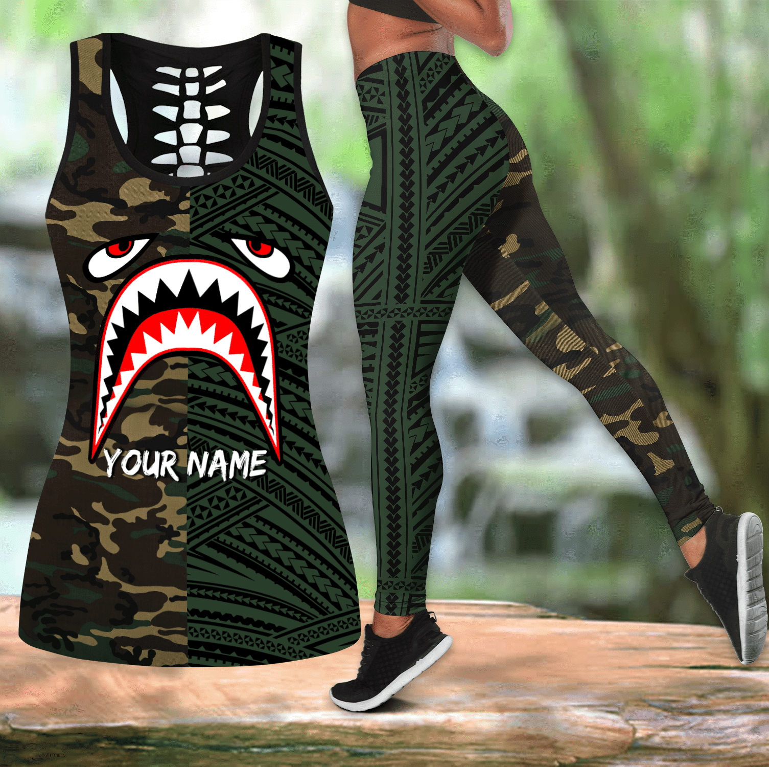 Amazing Polynesian Personalized Name Shark And Tattoo Premium Legging & Tank Top