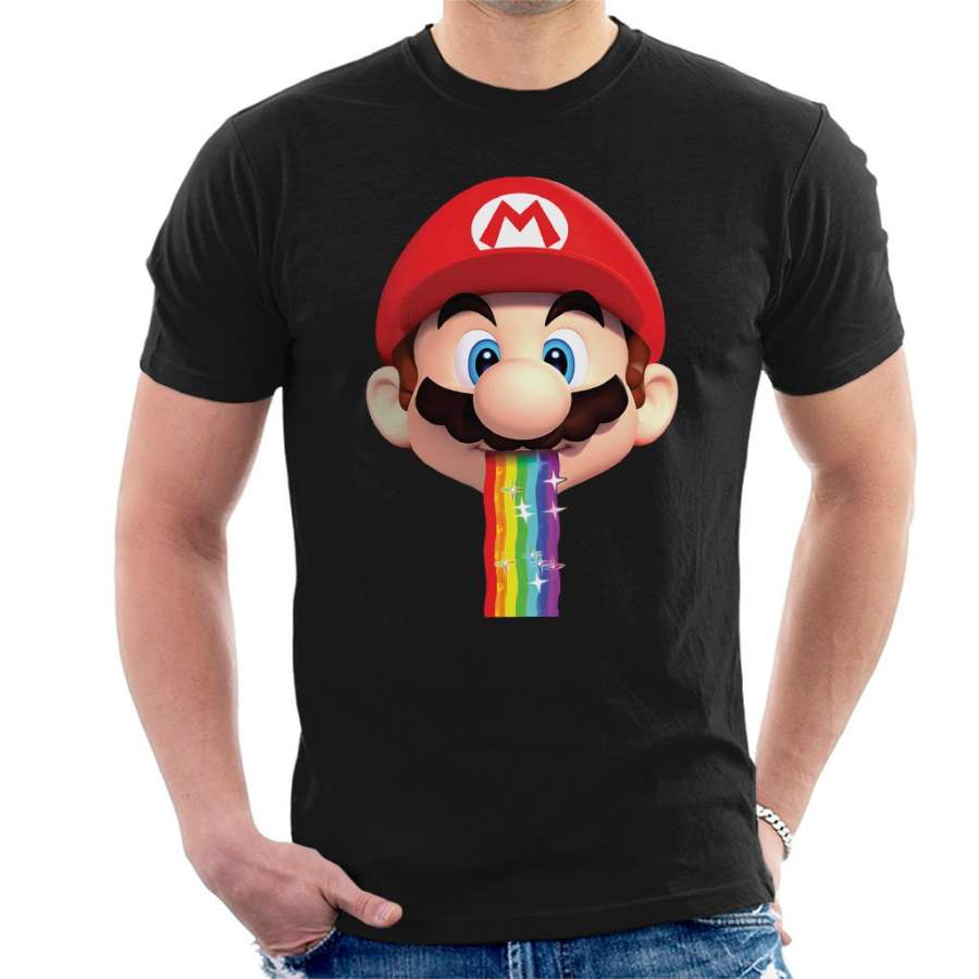 Super Mario Mario Puking Rainbow Snapchat Filter Men’s T-Shirt