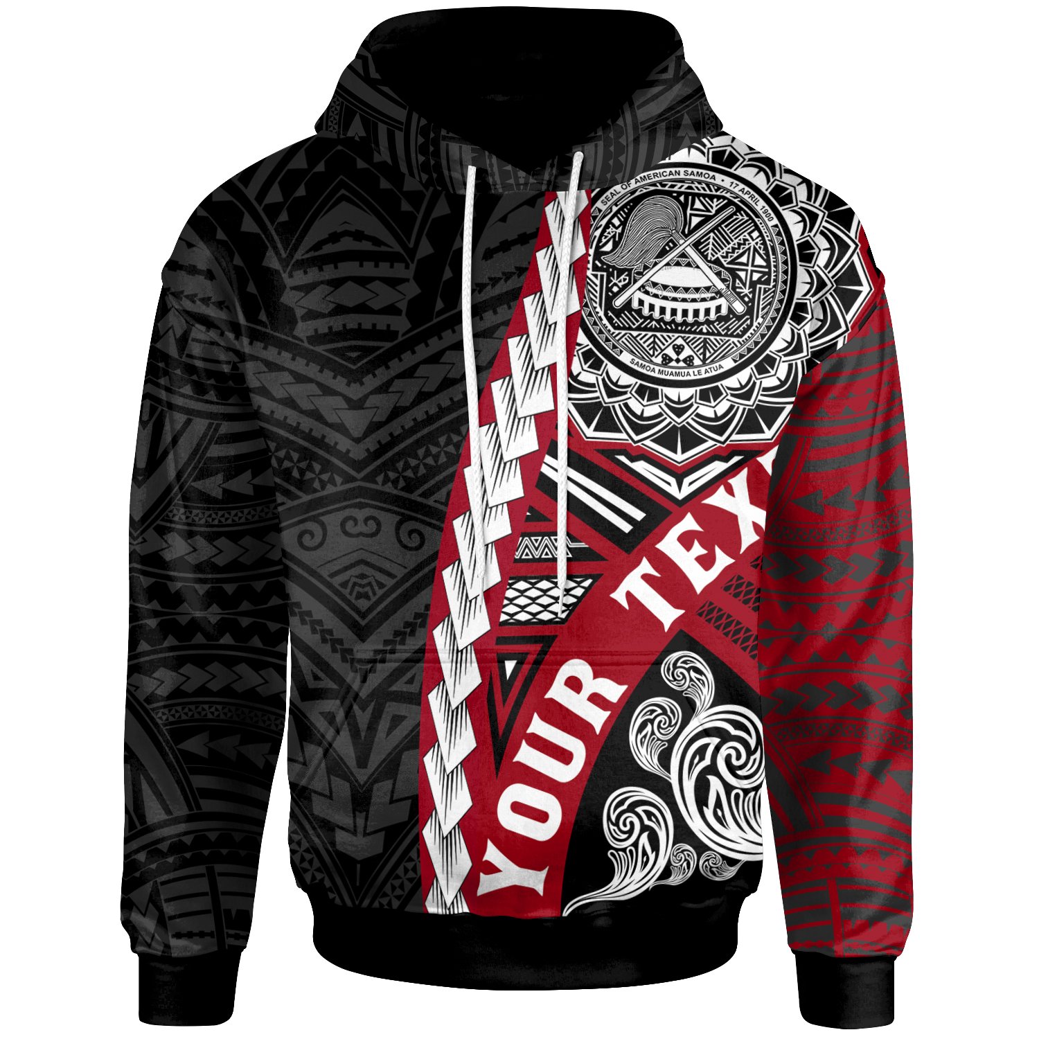 American Samoa Polynesian Custom Personalised Hoodie – Wave Tattoo – BN12