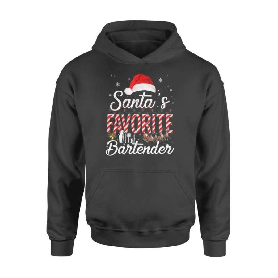 Santa’s Favorite Bartender Santa Christmas Hat In Snow – Standard Hoodie
