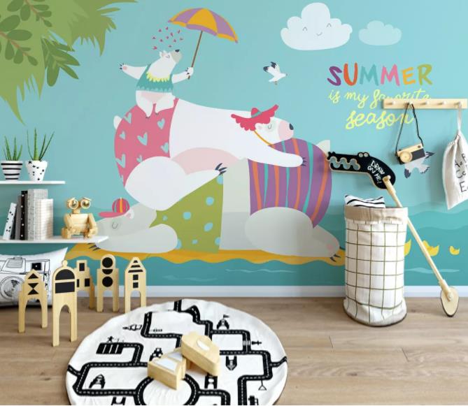 3D Cartoon Sea Animal Wall Mural Wallpaper 172