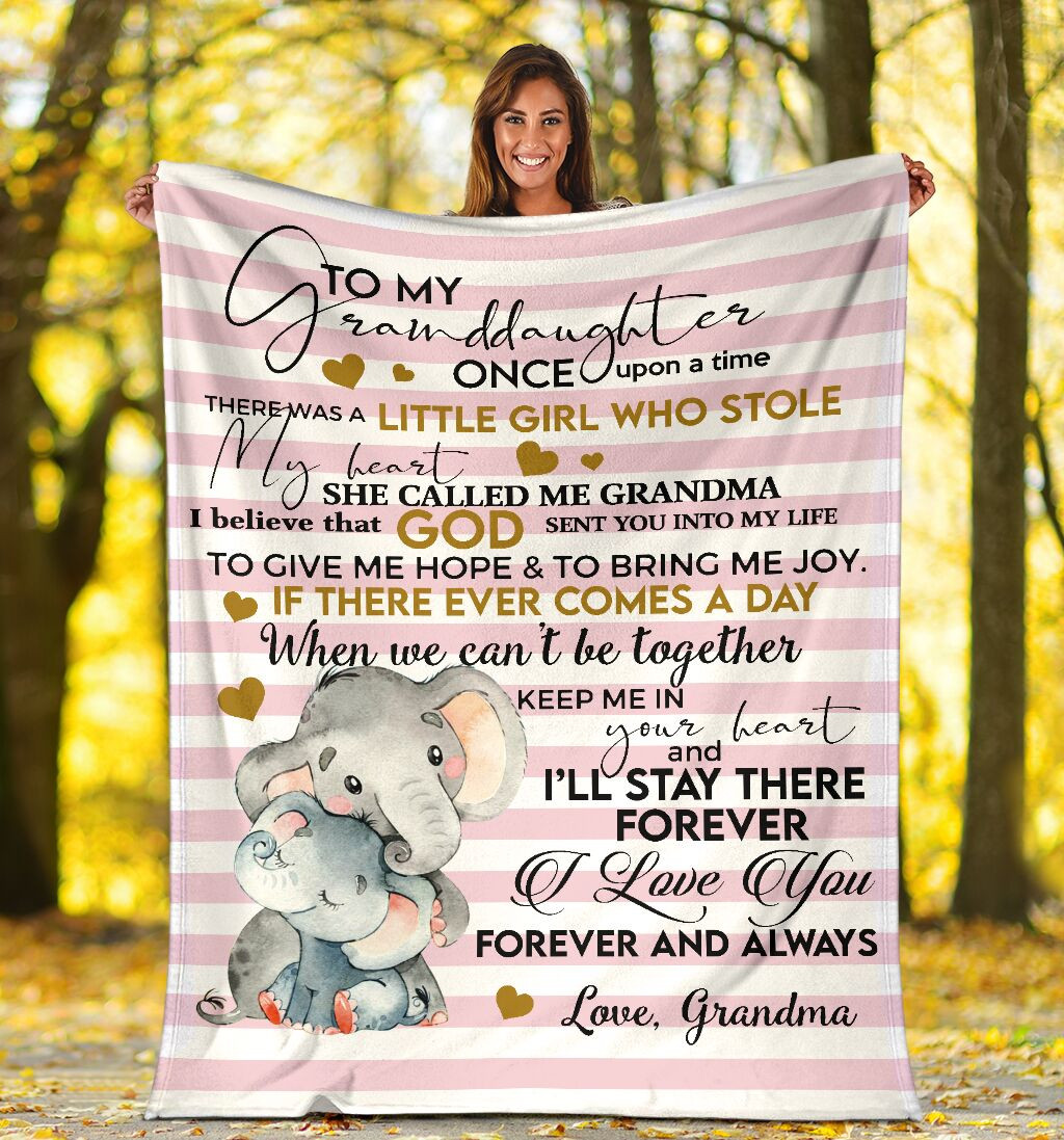 Personalized To My Granddaughter Keep Me In Your Heart From Grandma Love Between Elephants Sherpa Fleece Blanket Great Customized Blanket Gifts For Birthday Christmas Thanksgiving