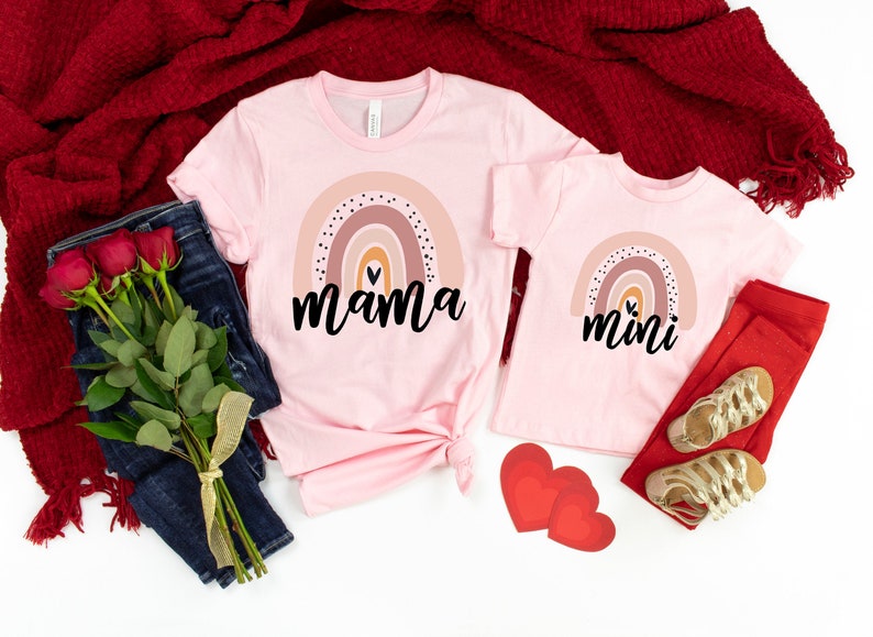 Mama Valentines Shirt, Mini Valentines Shirt, Mama’S Girl Valentines Shirt, Rainbow Mama Shirt