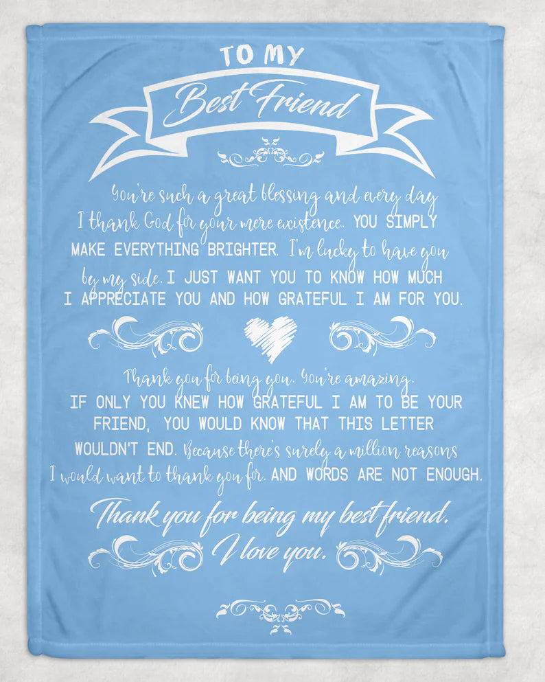 To My Friend Fleece Blanket You’Re Such A Great Blessing I’M Lucky To Have You, Gift For Sister, Gift For Best Friend, Home Decor Bedding Couch Sofa Soft And Comfy