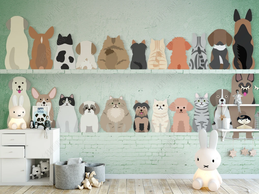 3D Cartoon Animal Cute Dog Wall Mural Wallpaper Lqh 63