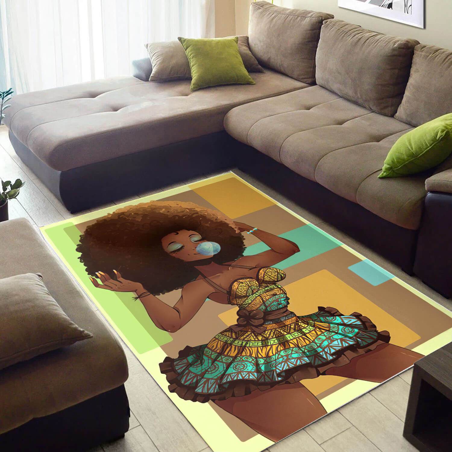 African American Area Rugs Beautiful Girl With Afro African Print Carpet Modern Afrocentric Decor BPS45925