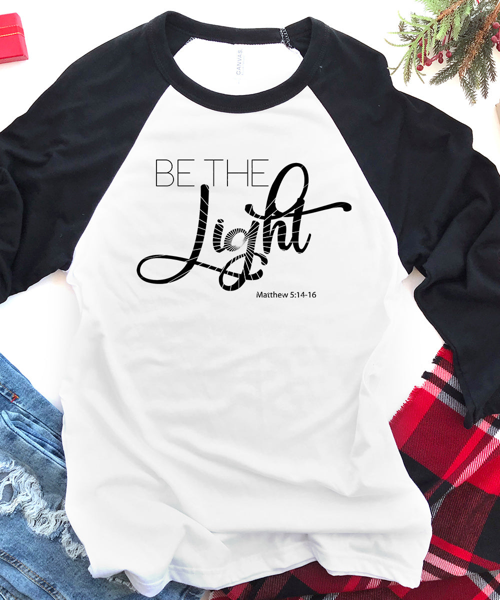 Be The Light Raglan Baseball Tee