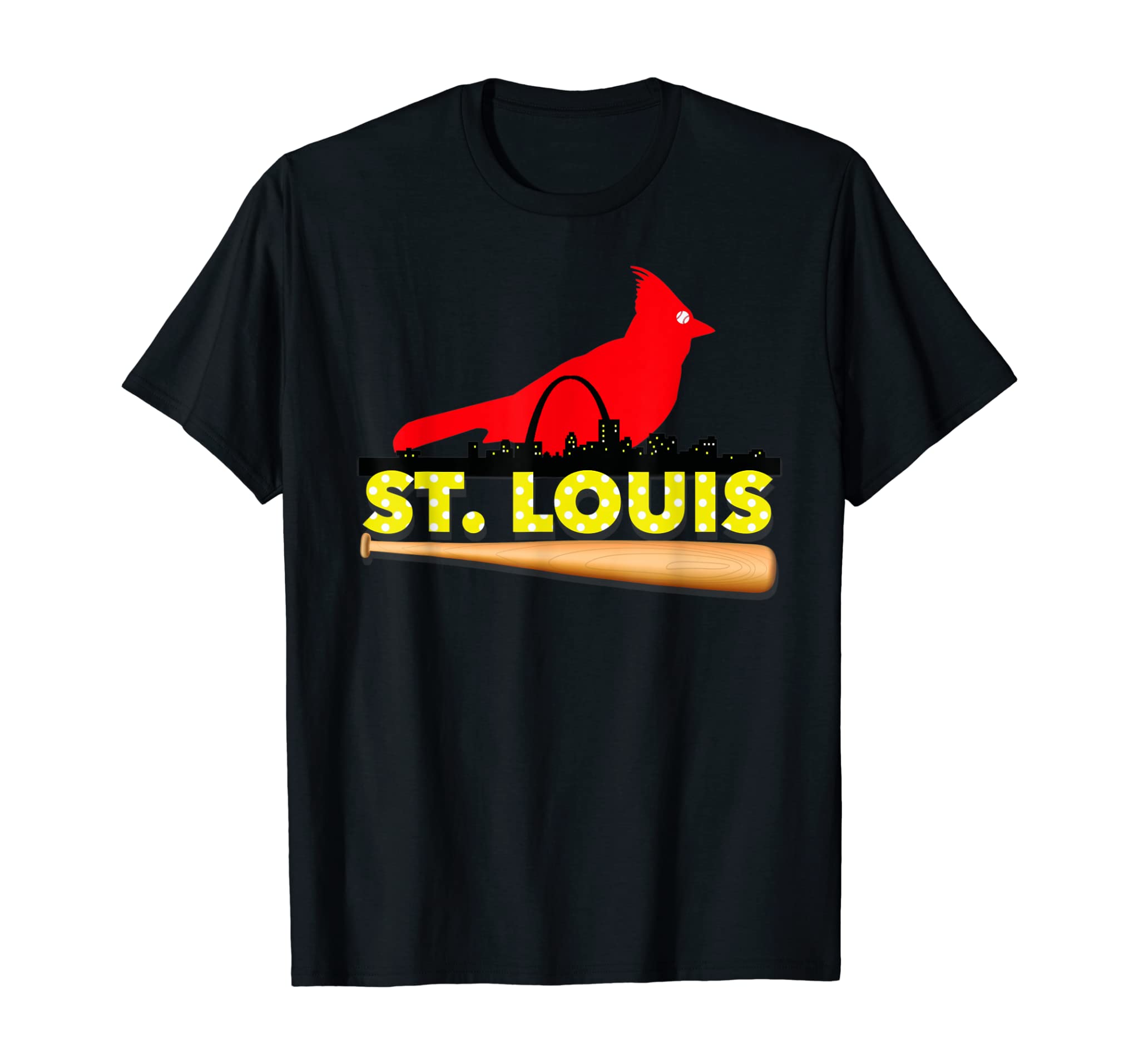 Saint Louis Red Cardinal Tshirt Eye Bird Ball and Skyline