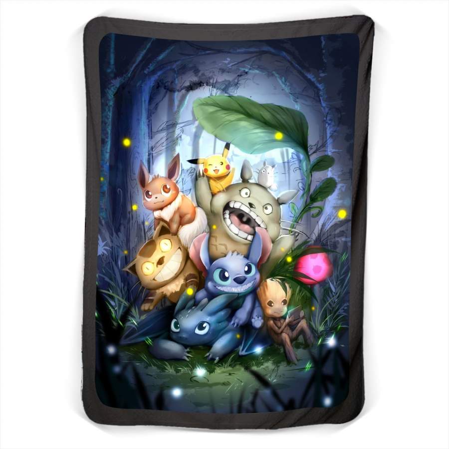 Totoro Stitch Toothless Fleece Blanket