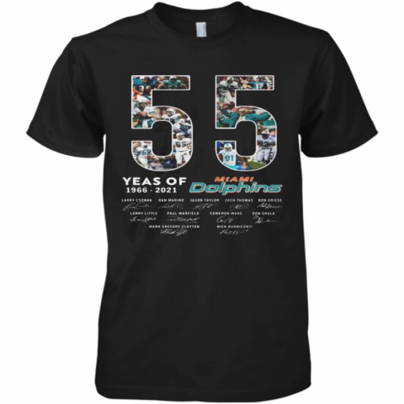 55 Years Of 1966 2021 Miami Dolphins Signatures Premium Men's T-Shirt