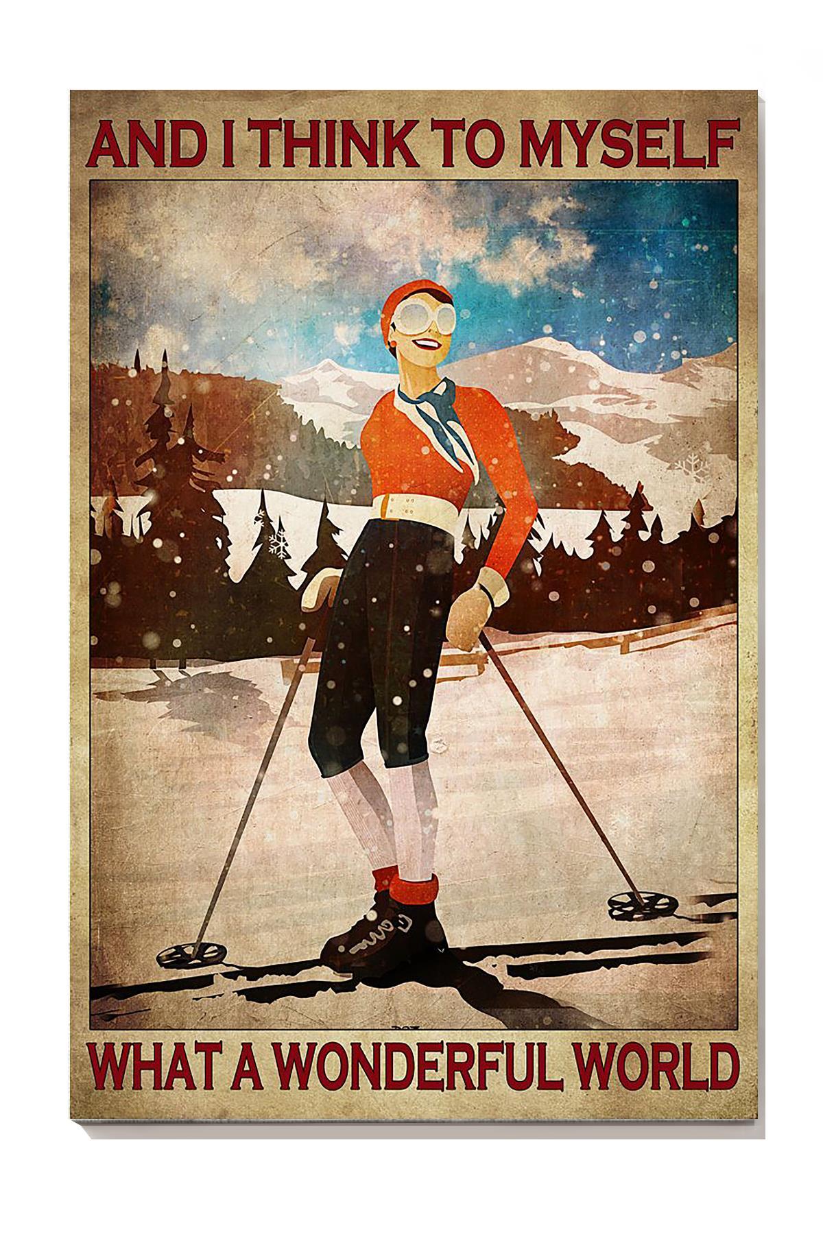 Boy And I Think To Myself What A Wonderful World Skiing Wall Art For Home Decor Canvas