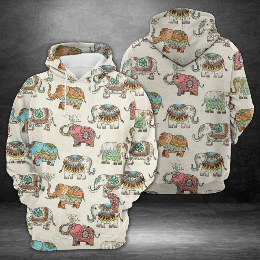 Mandala Elephant Spraying Water Hoodie Unisex 3D All Over Print