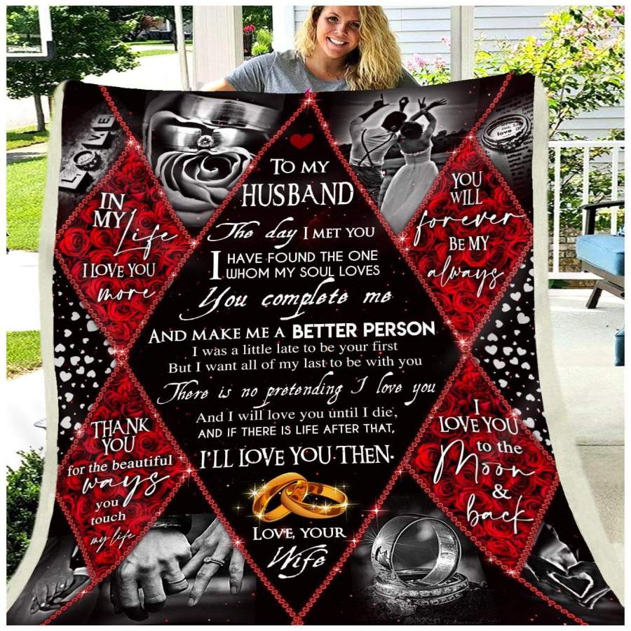 Zalooo – Custom Fleece Blanket – To My Husband – Rose – The Day I Met You