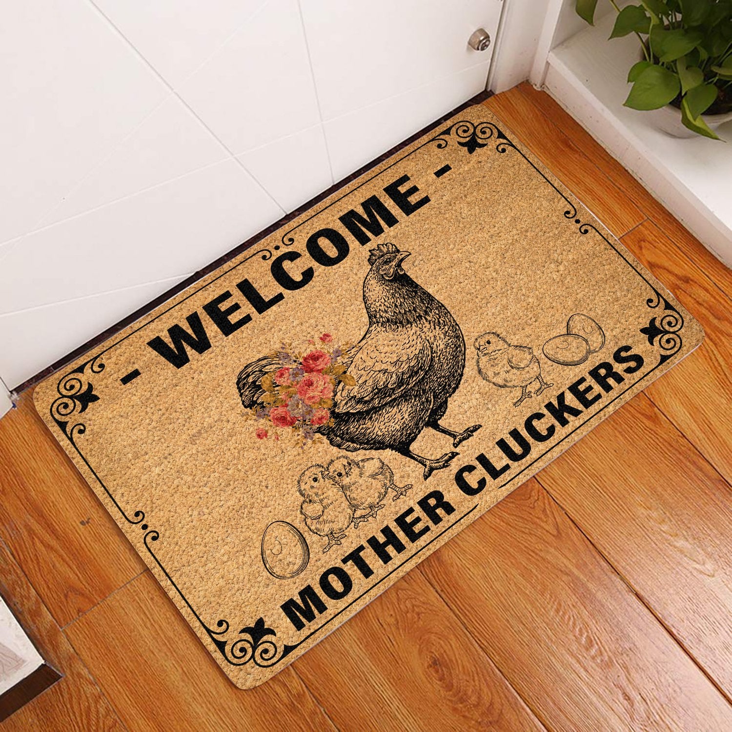 Welcome Mother Cluckers All Over Printing Doormat Pre1888