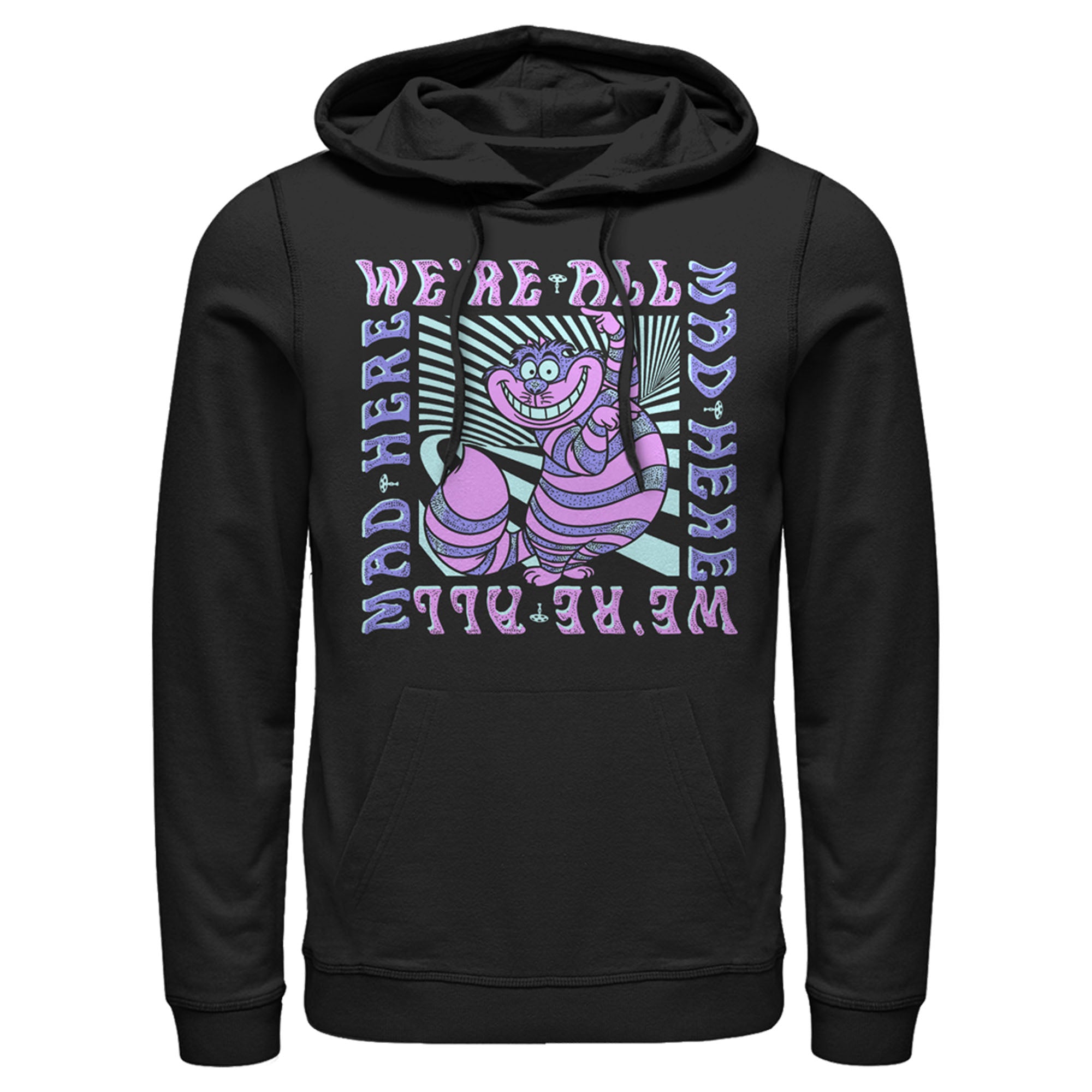 Men’S Alice In Wonderland We’Re All Mad Here, Cheshire Cat Pull Over Hoodie