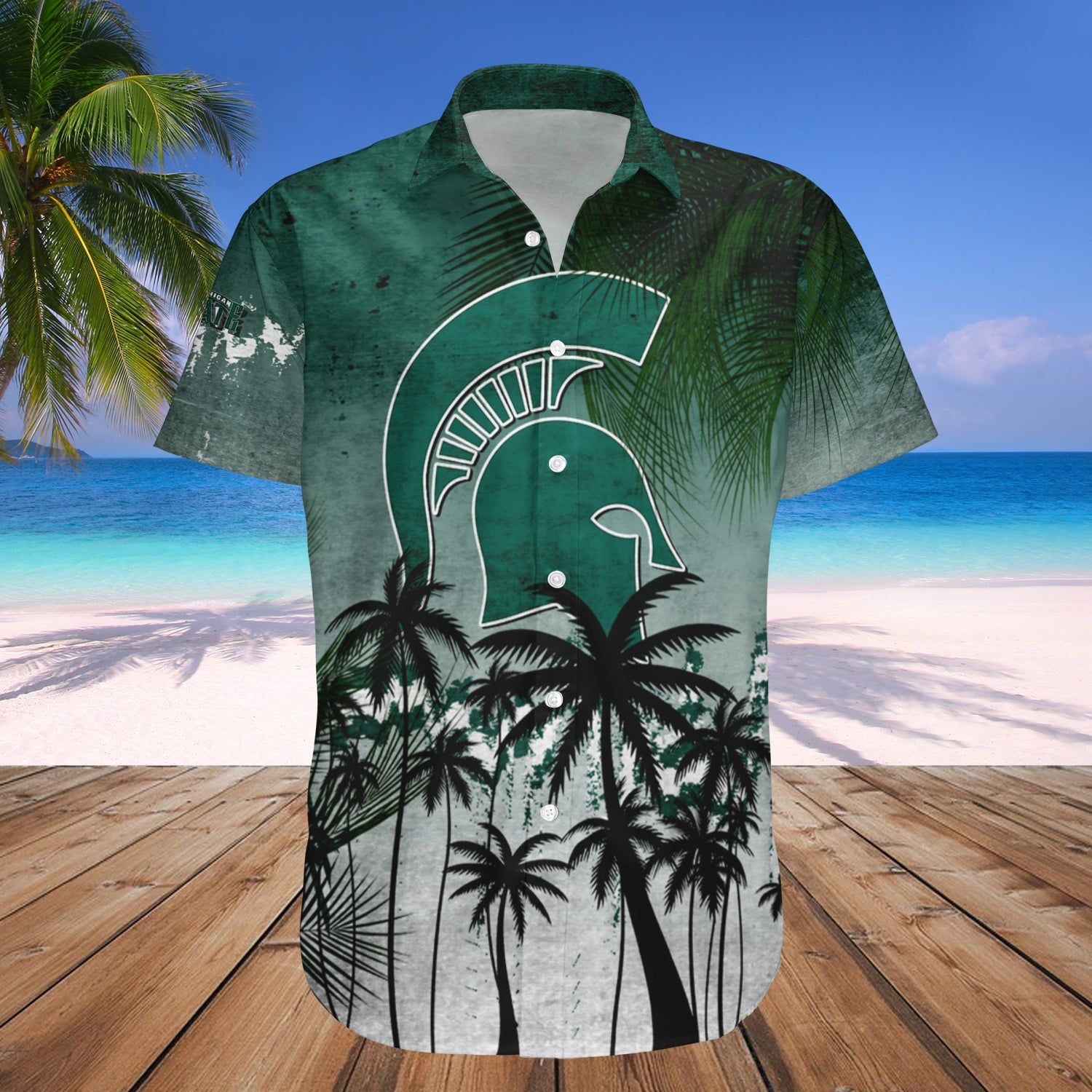 Michigan State Spartans Hawaii Shirt Coconut Tree Tropical Grunge – NCCA