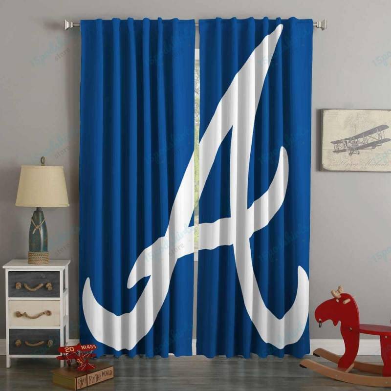 3D Printed Atlanta Braves Style Custom Living Room Curtains