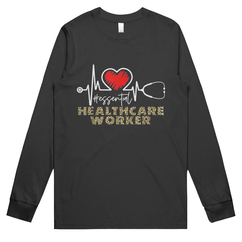 Essential Healthcare Worker Essential Worker Nursing Leopard Long Sleeve T Shirts